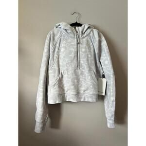 Lululemon Scuba Oversized 1/2 Half Zip Hoodie Spray Leopard WP Grey Multi NWT